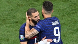 Olivier Giroud comes on to replace Karim Benzema against Switzerland at Euro 2020