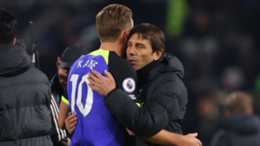 Harry Kane and Antonio Conte hugging after Monday's win at Fulham