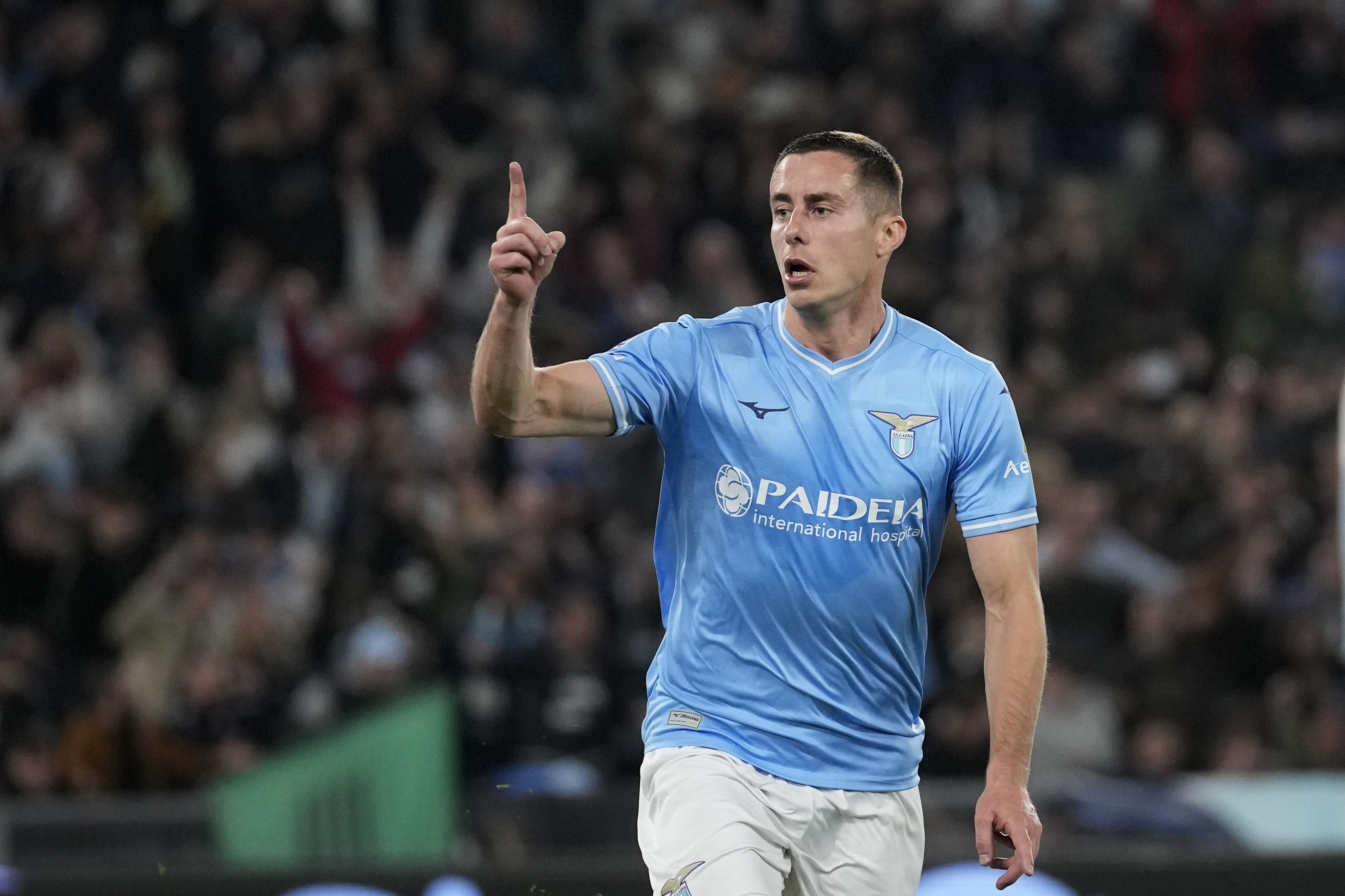 Lazio’s Adam Marusic celebrates his winning goal against Juventus
