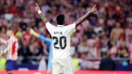Vinicius Junior celebrates Real Madrid's derby win