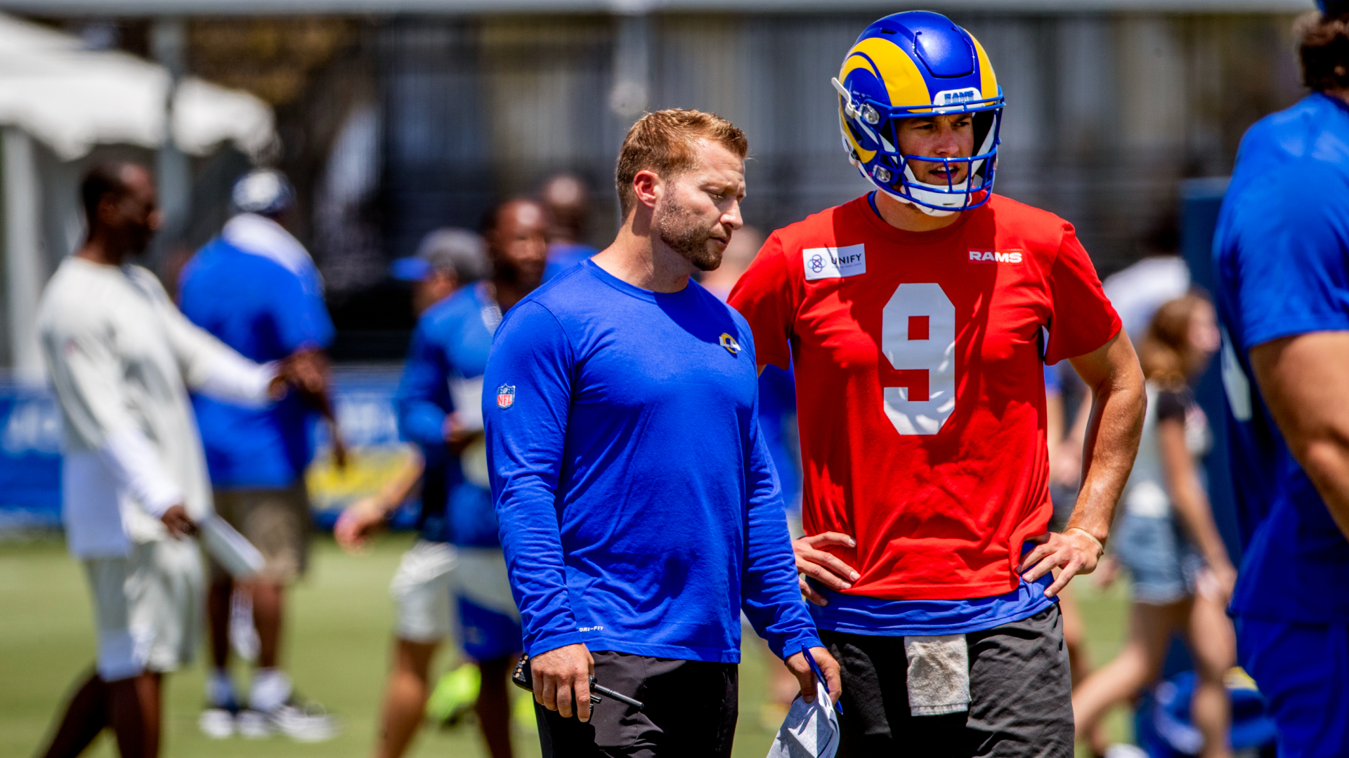 Rams head coach Sean McVay with quarterback Matthew Stafford
