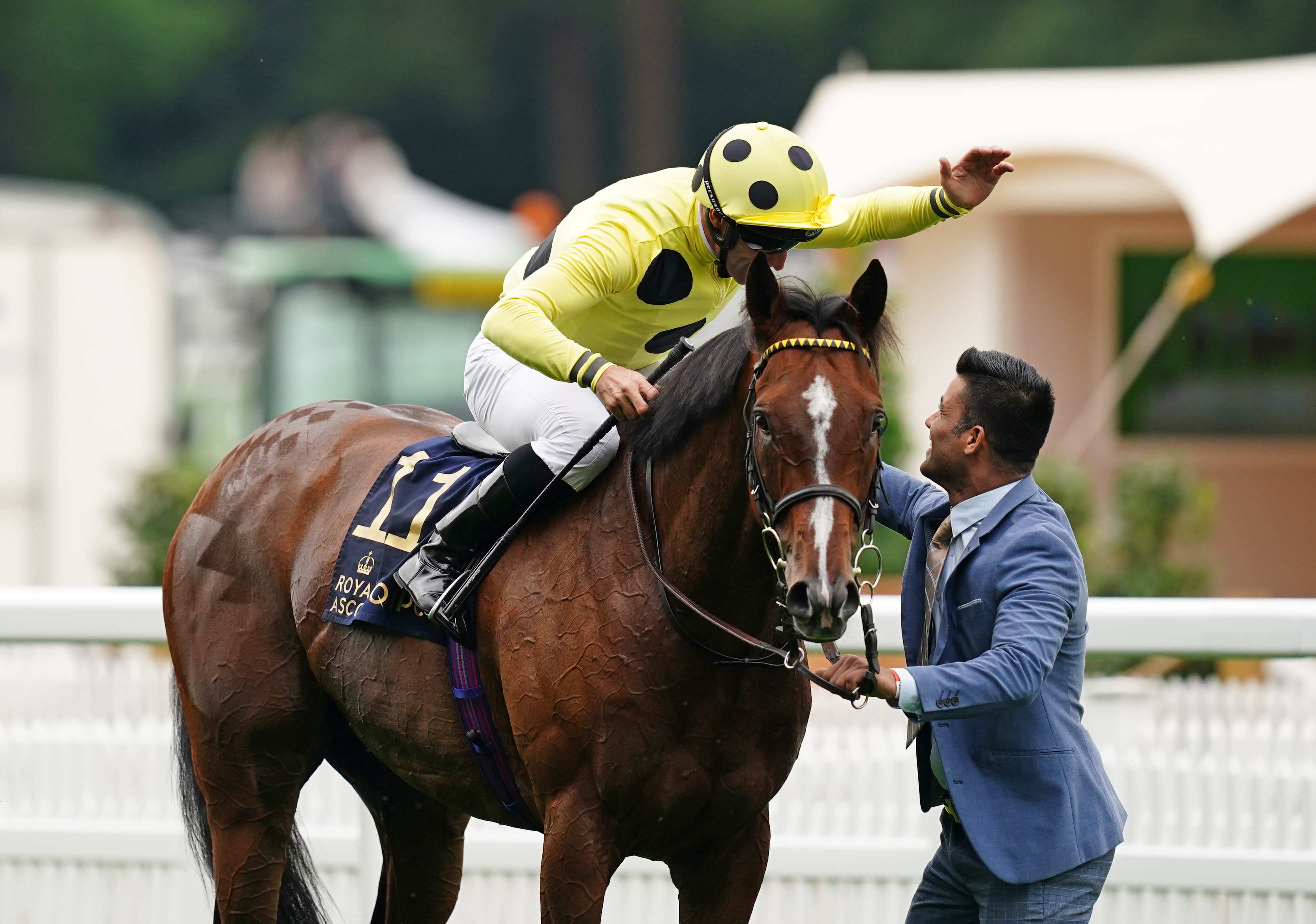 Neil Callan celebrates with Triple Time