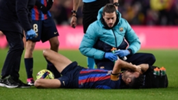 Sergio Busquets injured his ankle early on against Sevilla