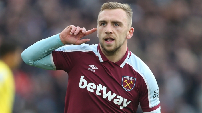 Jarrod Bowen celebrates equalising for West Ham against Chelsea