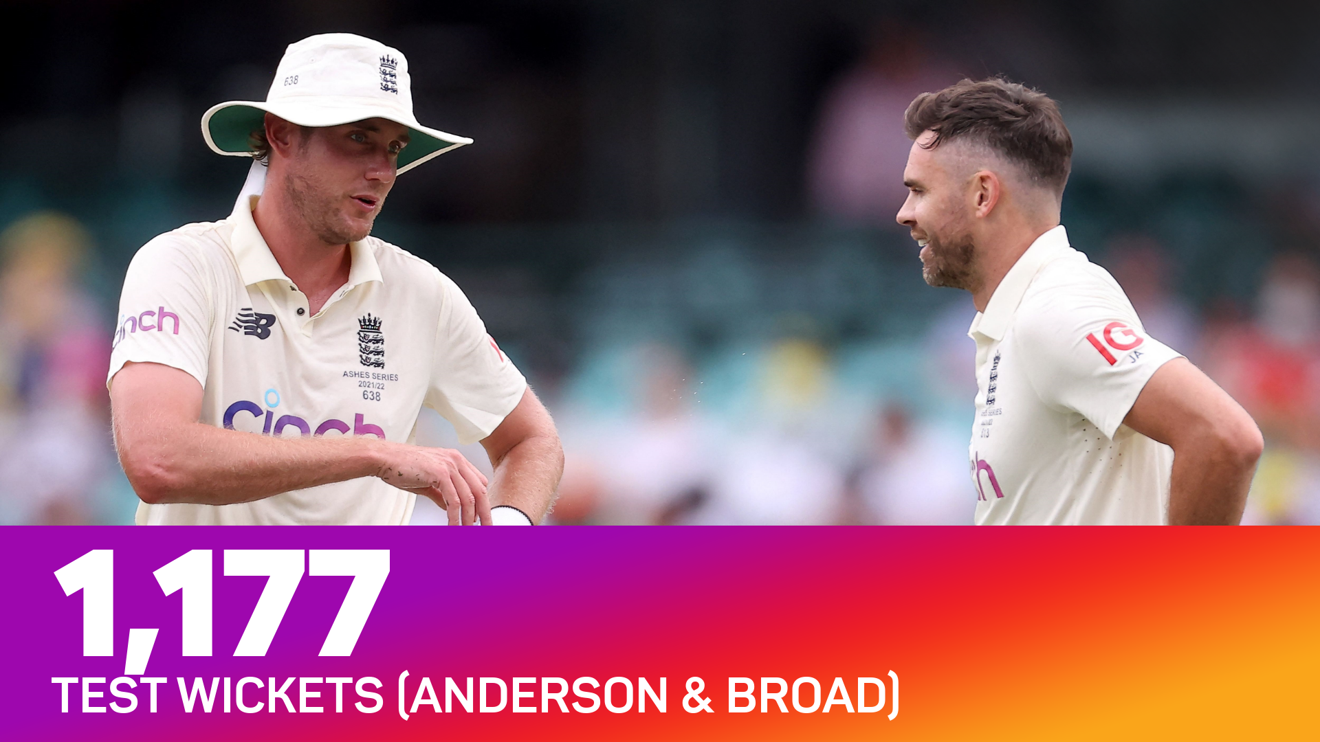 Stuart Broad and James Anderson have taken 1,177 Test wickets between them
