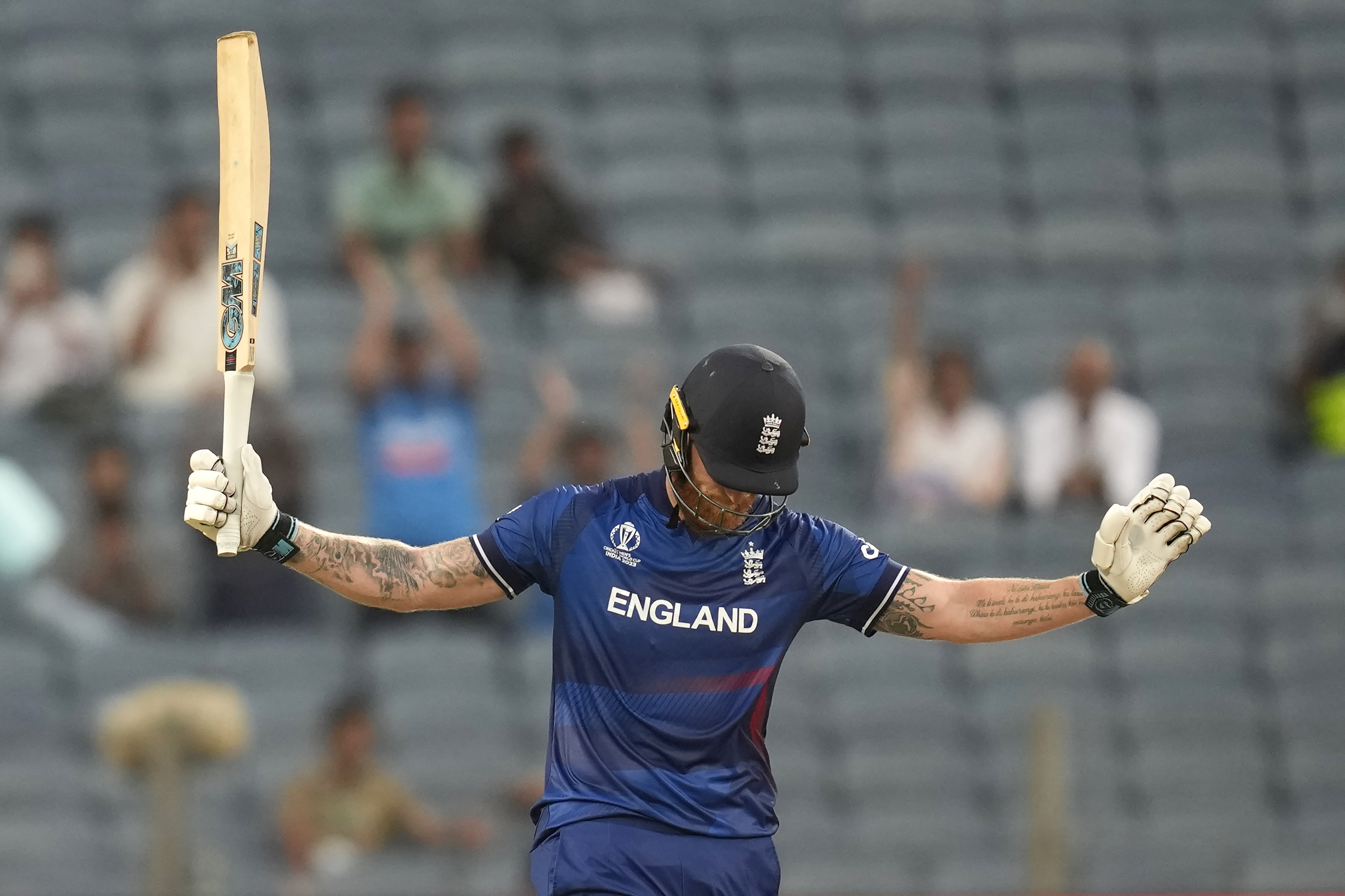 Ben Stokes celebrates his century