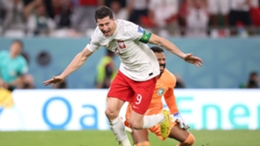 Robert Lewandowski celebrates a long-awaited World Cup goal