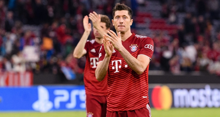 Robert Lewandowski applauds Bayern Munich fans after the Champions League exit against Villarreal