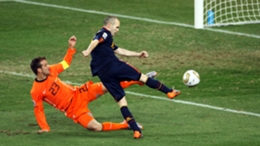 Andres Iniesta scoring in the 2010 World Cup final