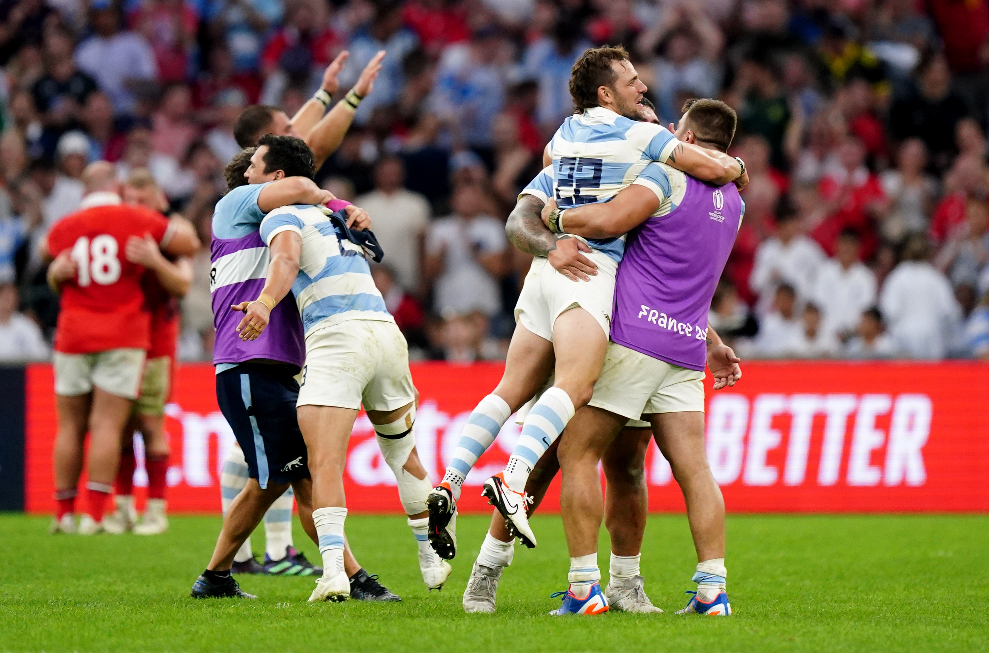 Argentina celebrate beating Wales