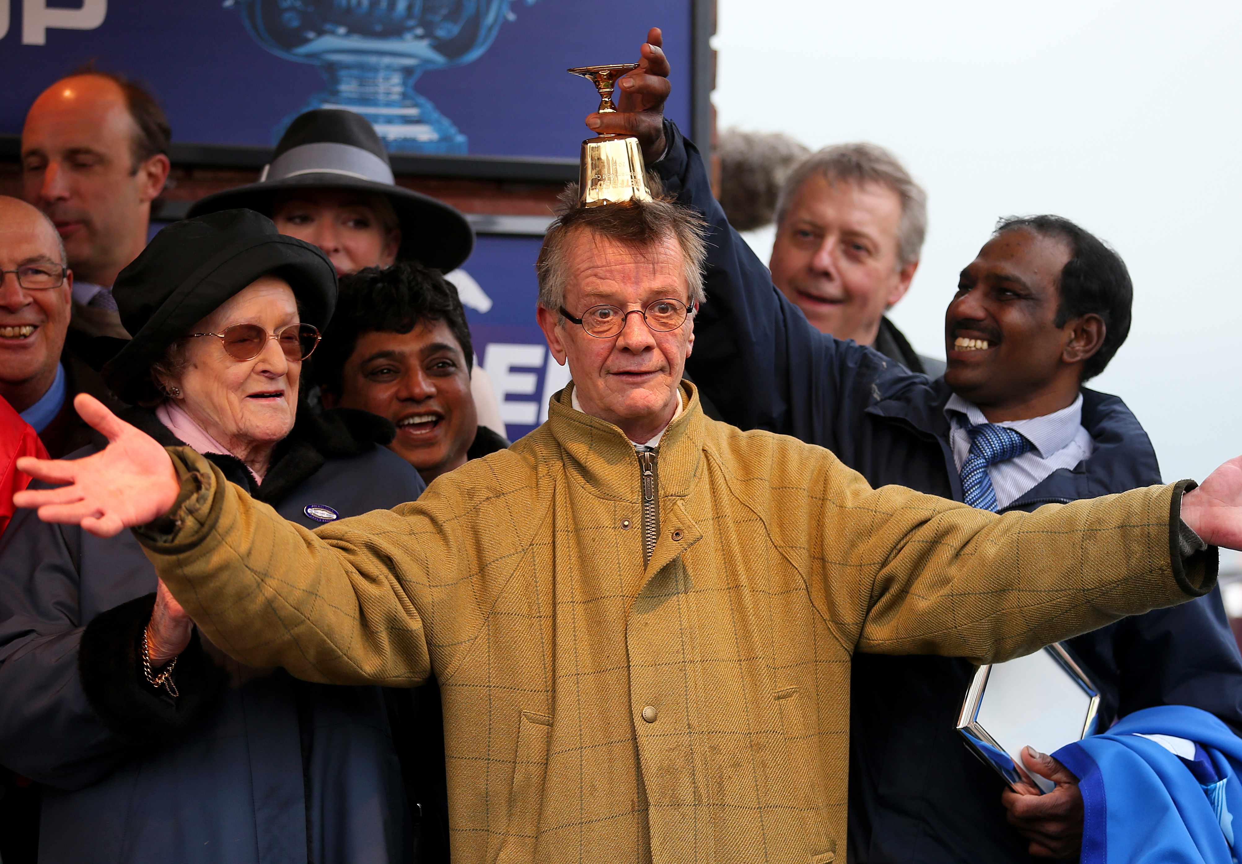 Mark Bradstock celebrates Coneygree's Gold Cup victory