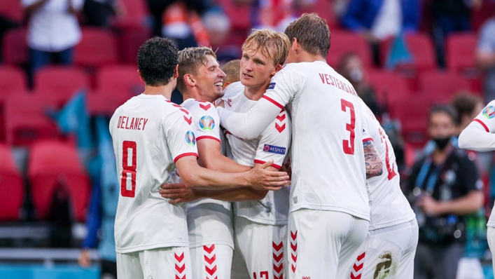 Denmark celebrate against Wales