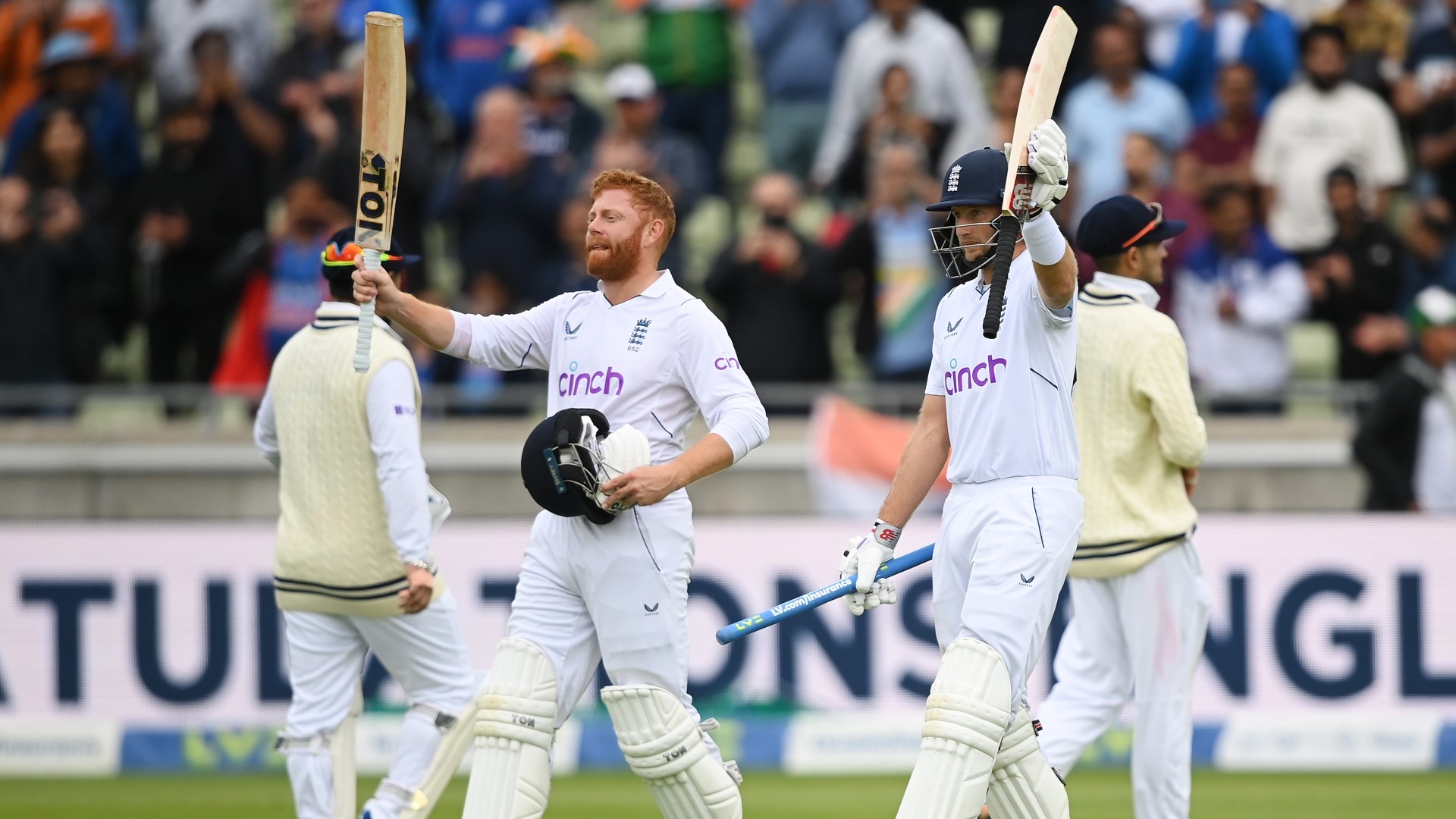 Jonny Bairstow and Joe Root both brought up centuries as England completed a remarkable chase against India