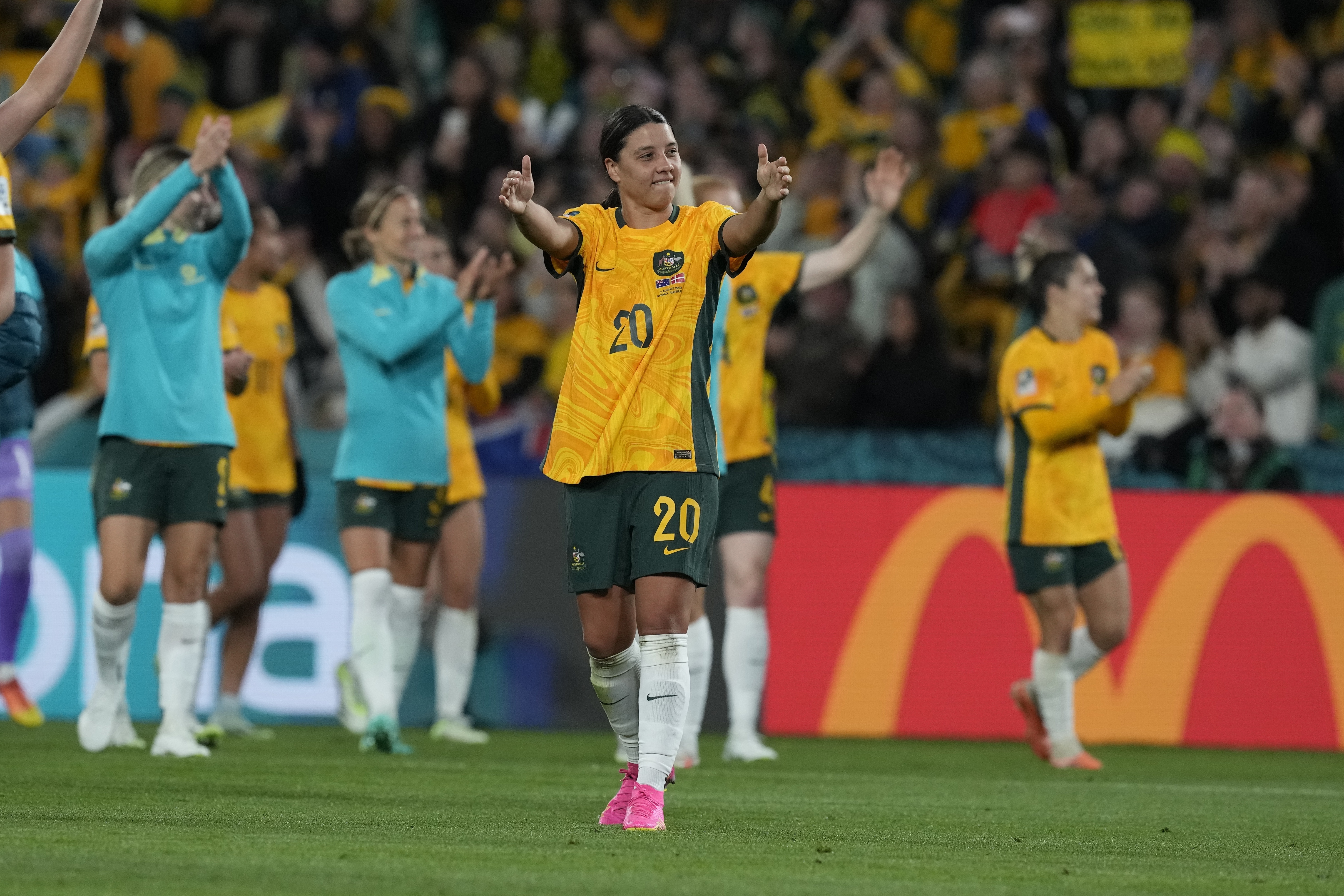Australia’s Sam Kerr applauds
