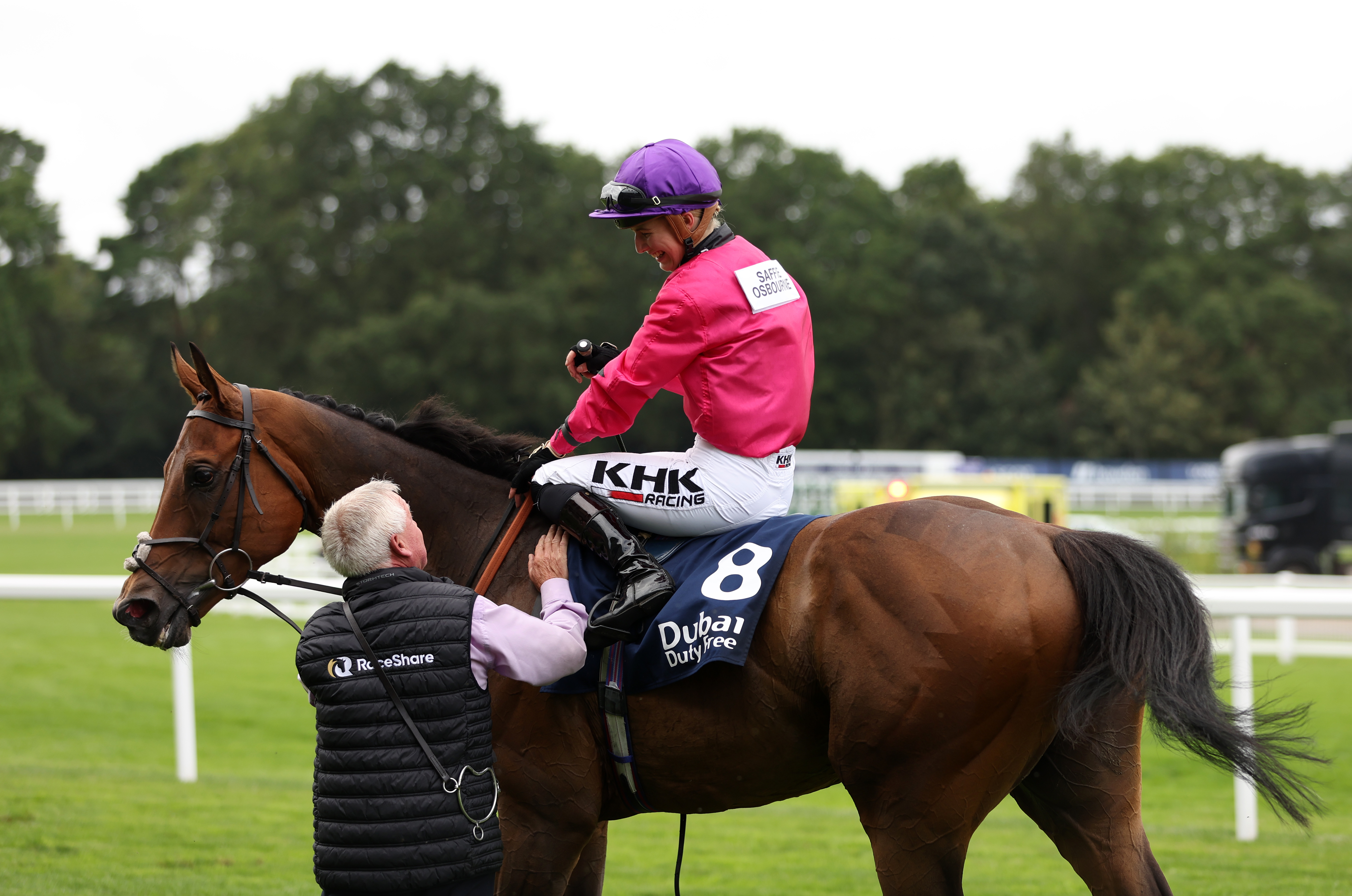 Scampi and Saffie Osborne after victory at Ascot