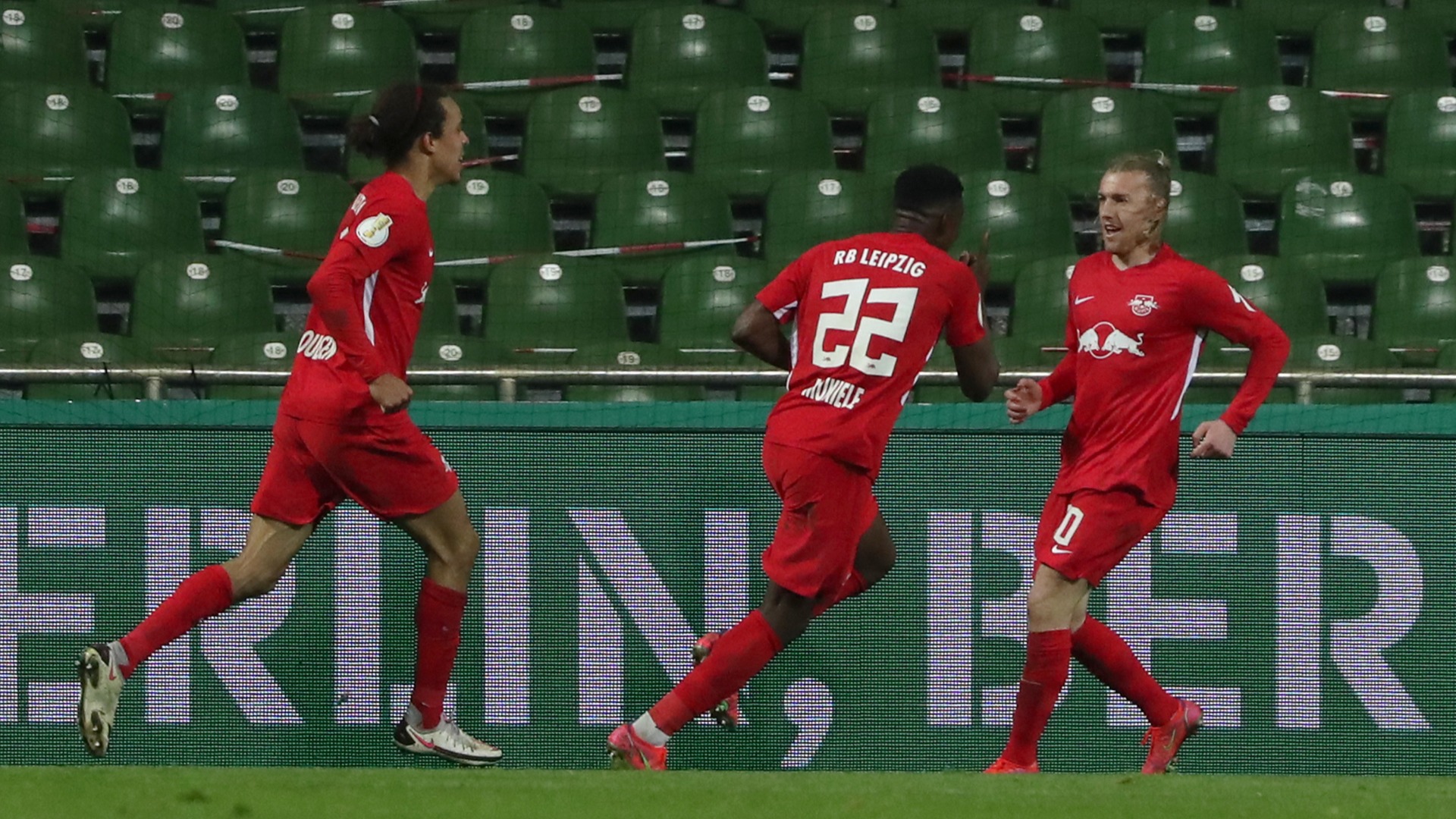 Emil Forsberg (right) celebrates his late winner