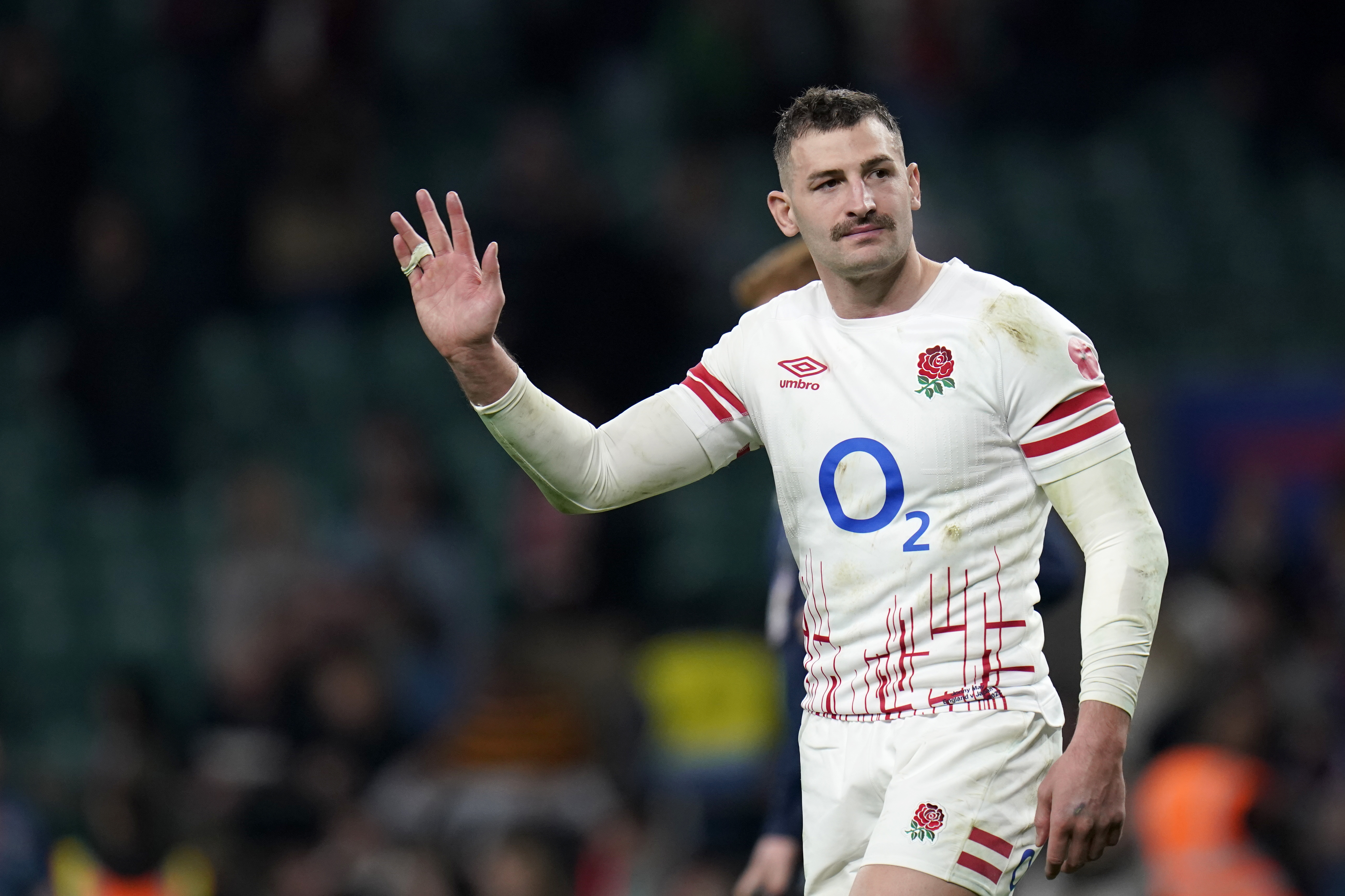 Jonny May waves to the crowd