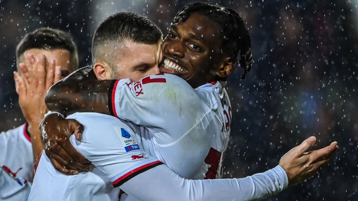 Milan forwards Ante Rebic and Rafael Leao