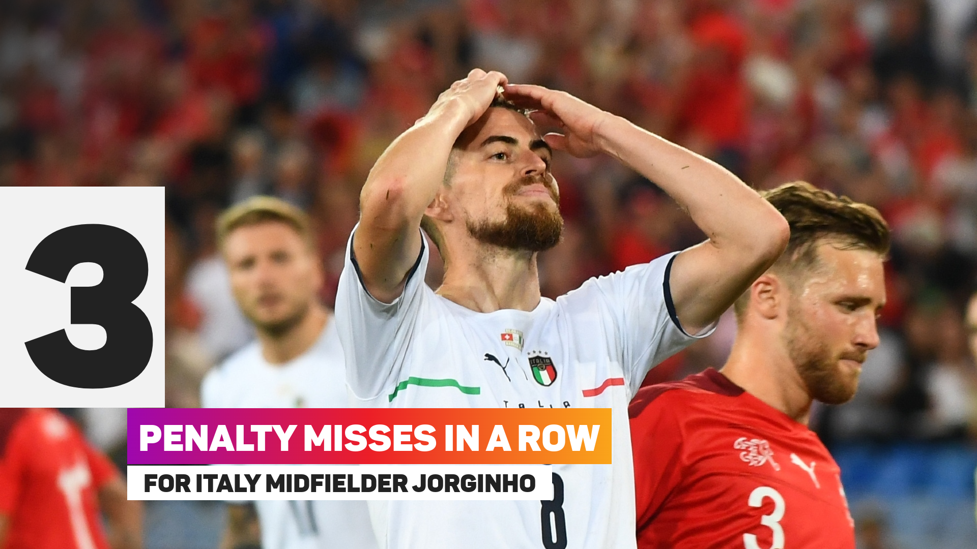 Jorginho has missed three penalties in a row for Italy