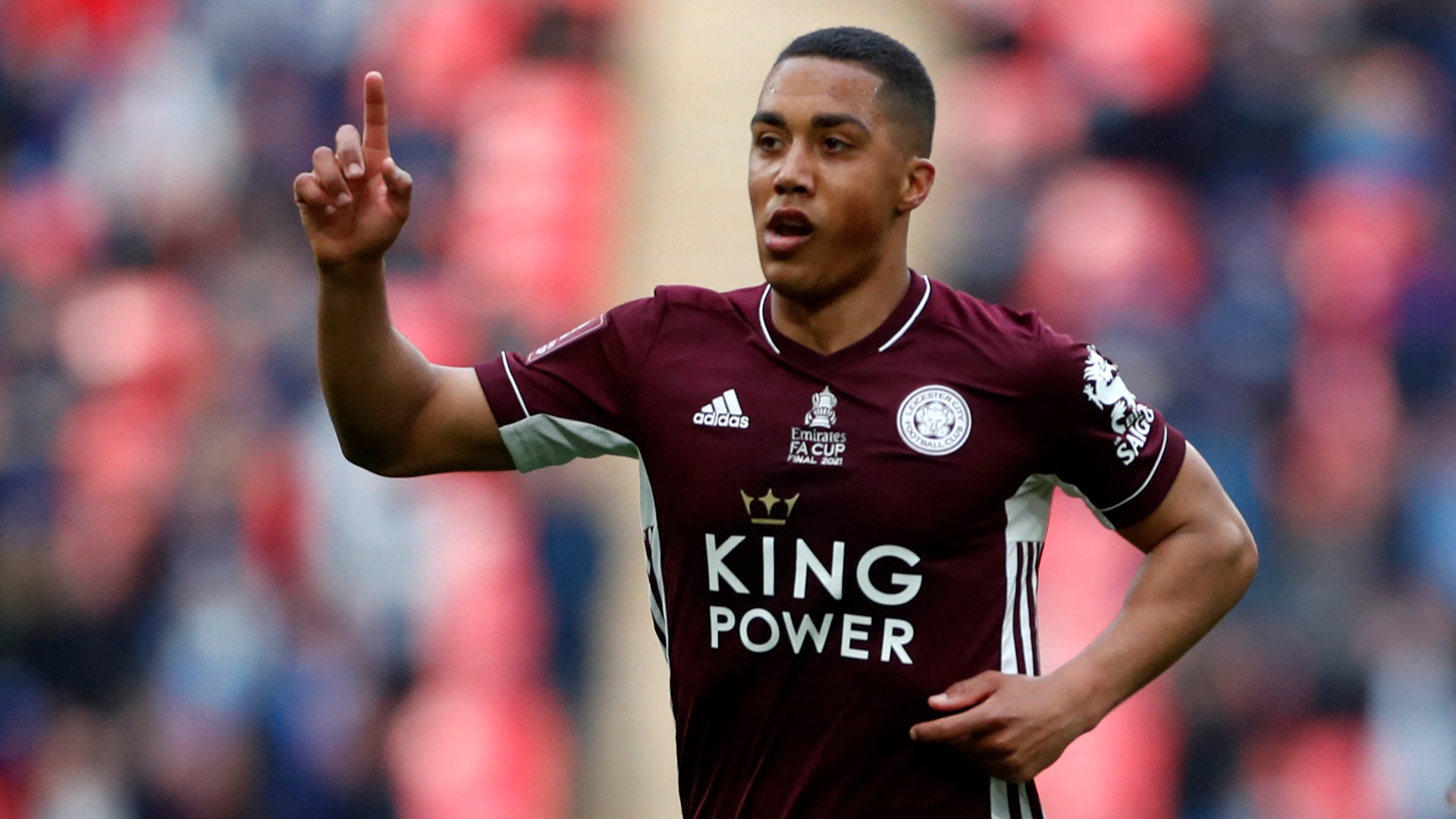 Youri Tielemans celebrates at Wembley