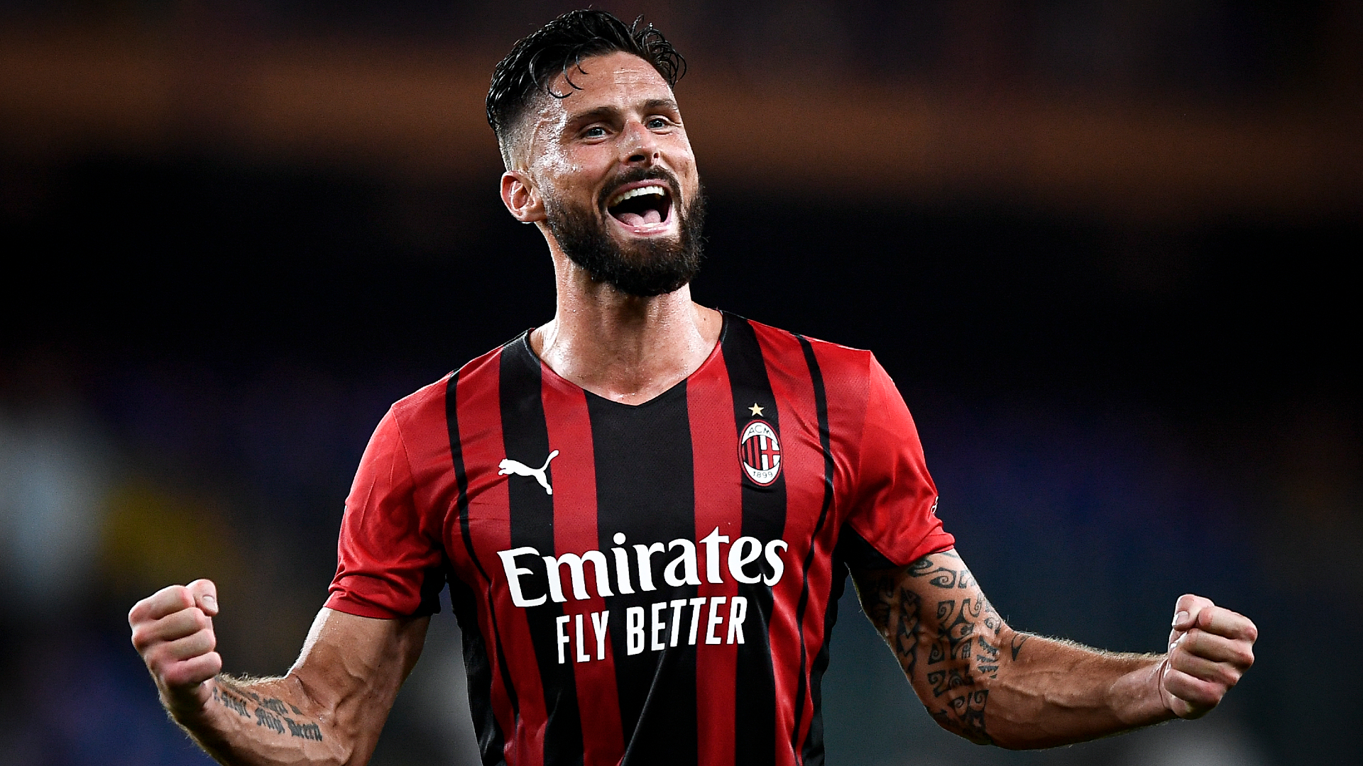 Milano, Italy. 13th, March 2023. Olivier Giroud (9) of AC Milan scores for  1-0 and celebrates with..., Stock Photo, Picture And Rights Managed Image.  Pic. GSP-MILAN-SALERNITANA13-03-2023(52DI78) | agefotostock