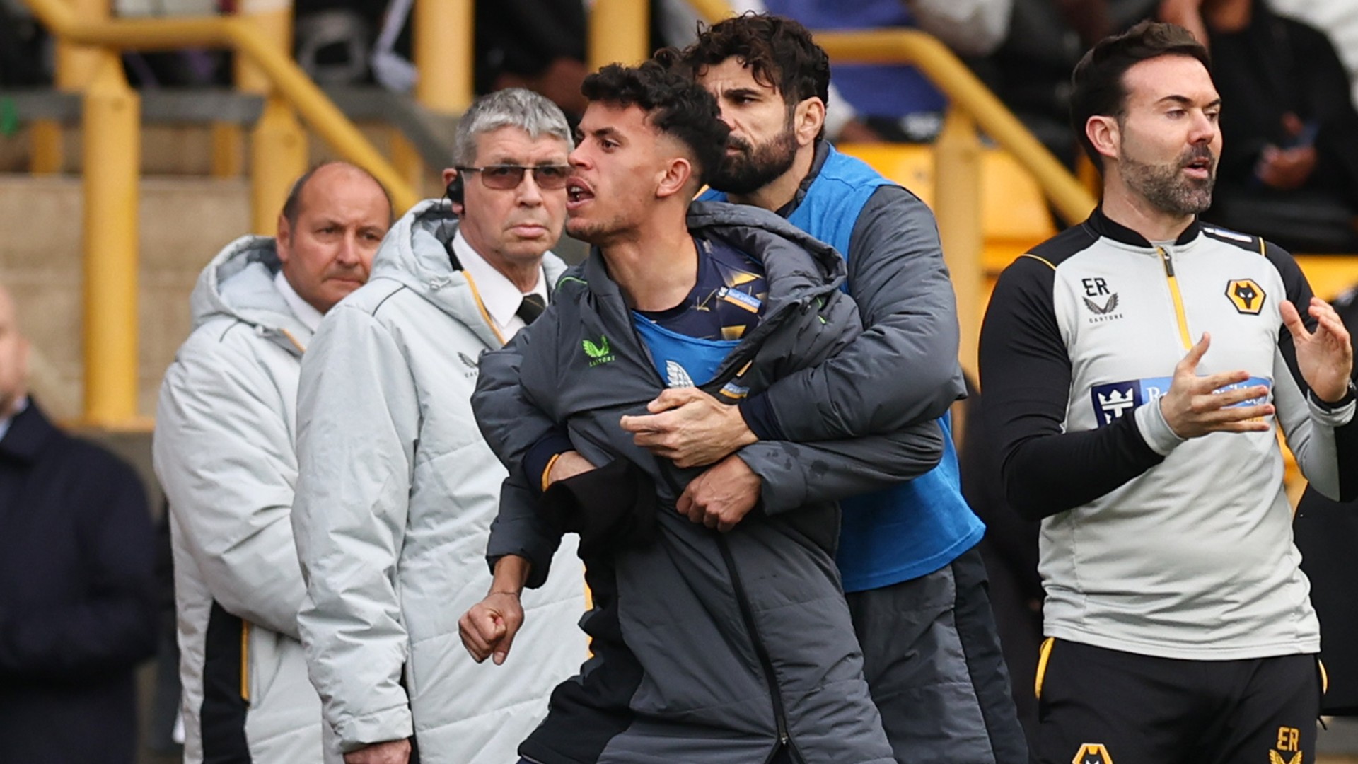 Matheus Nunes had to be held back by Diego Costa