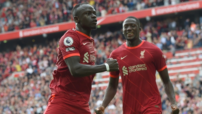 Liverpool's Sadio Mane celebrates his goal against Crystal Palace