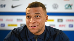 Kylian Mbappe addresses Sunday's pre-match news conference ahead of a visit to Republic of Ireland in Euro 204 qualifying