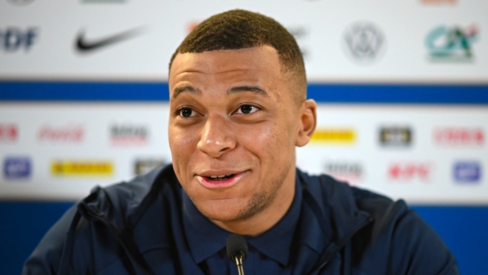 Kylian Mbappe addresses Sunday's pre-match news conference ahead of a visit to Republic of Ireland in Euro 204 qualifying