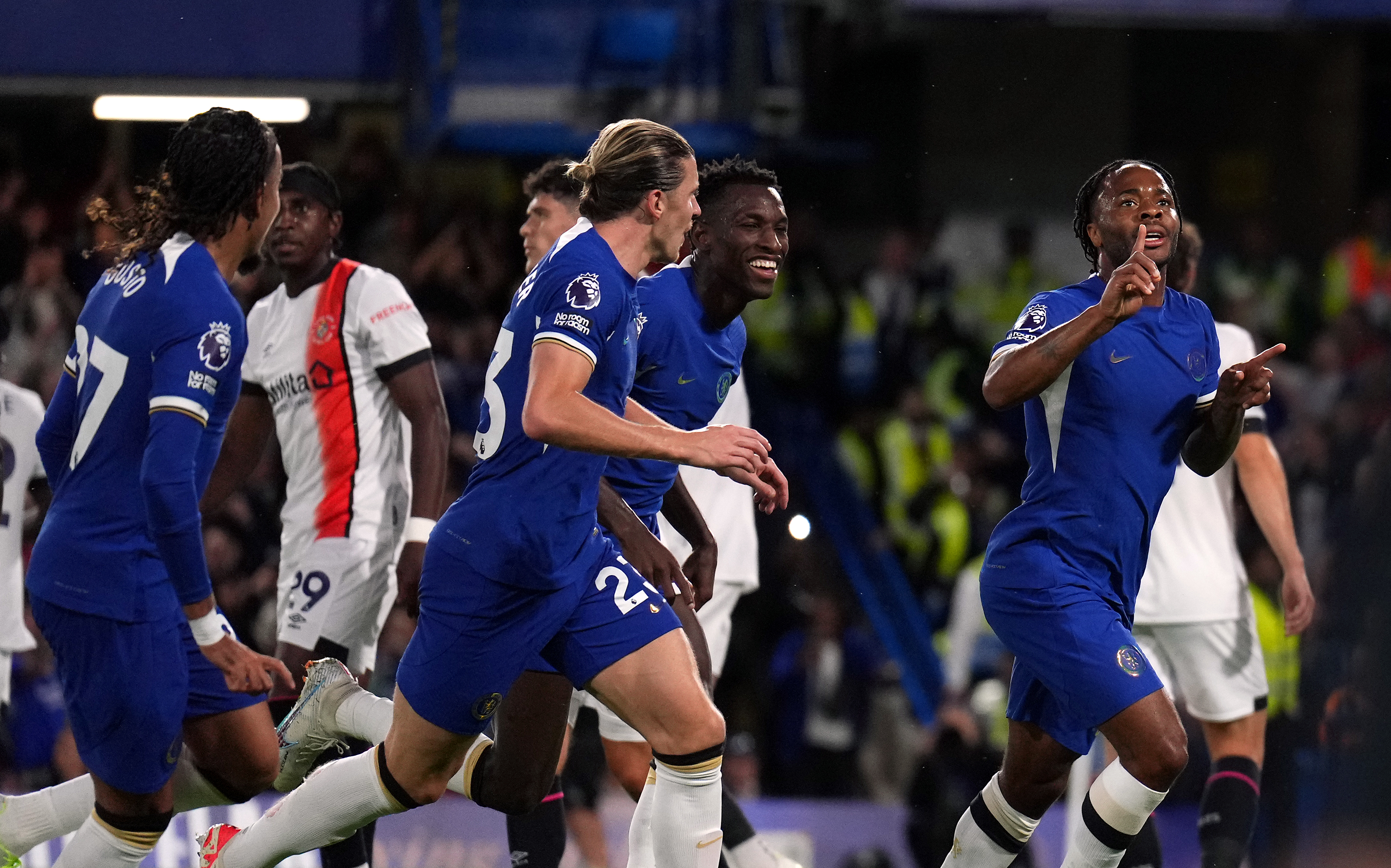 Raheem Sterling at the double as Chelsea ease tension with win over Luton