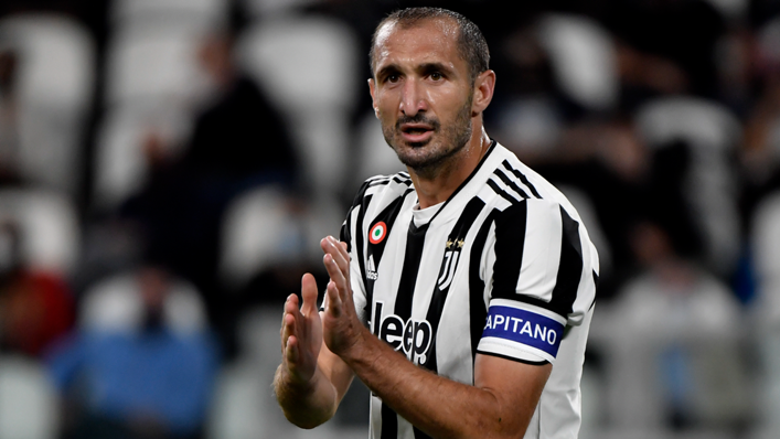 Giorgio Chiellini of Juventus FC claps during the Serie A 2021/2022 football match between Juventus FC and AC Milan.