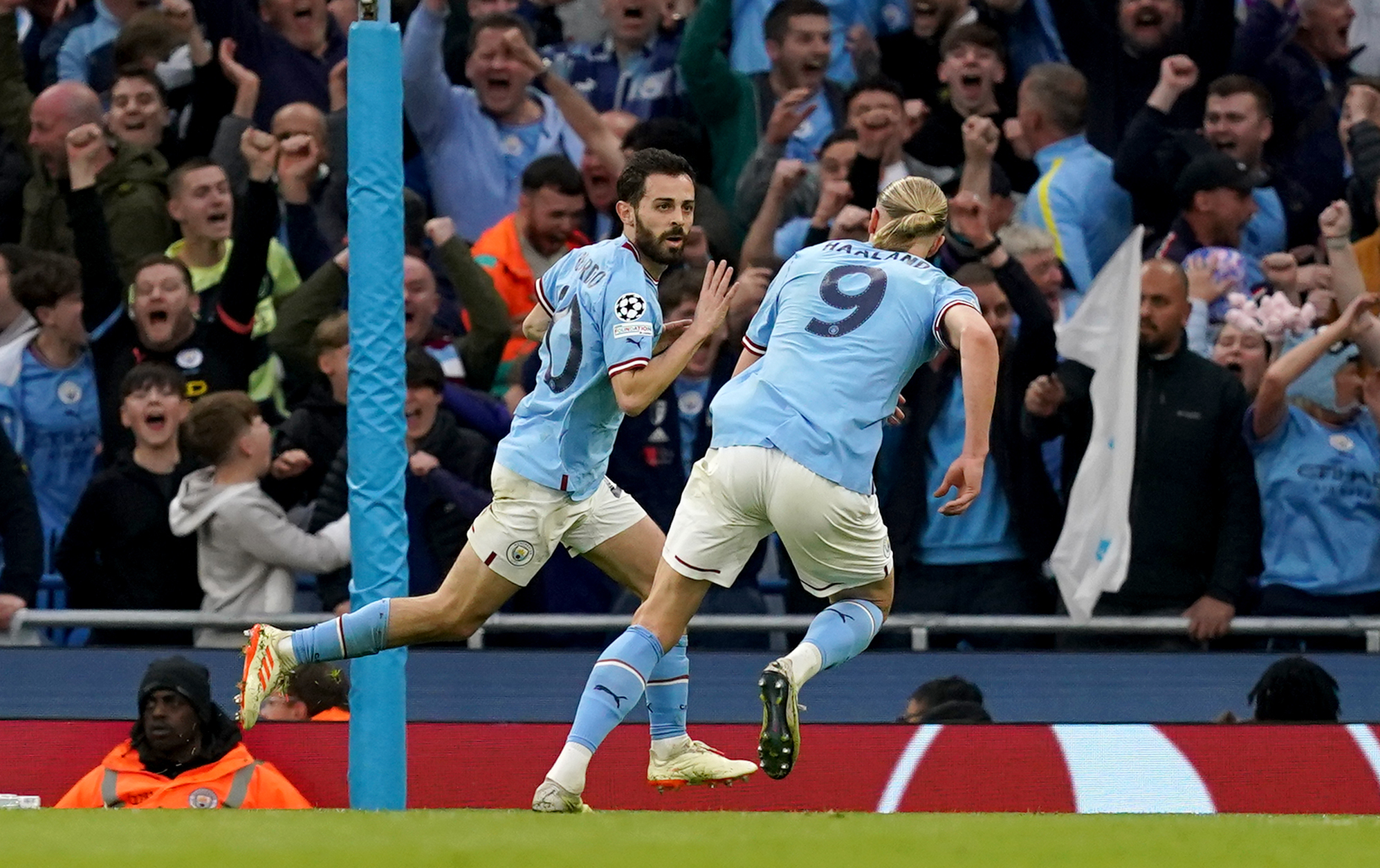 Bernardo Silva (left) celebrates scoring against Real Madrid