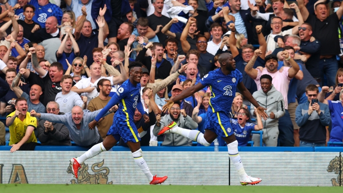 Romelu Lukaku (right) celebrates scoring for Chelsea