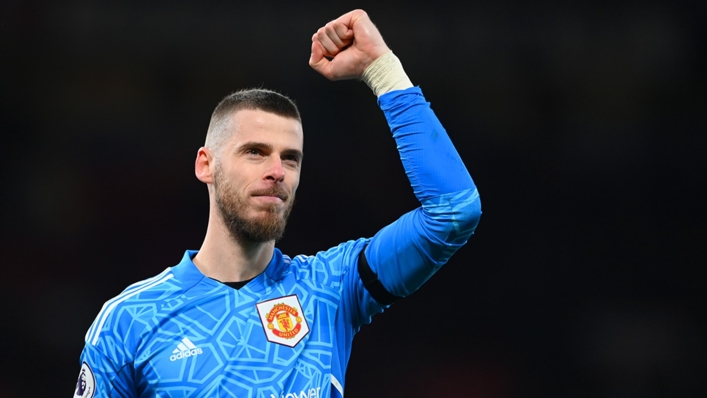 David de Gea celebrates Manchester United's win over Crystal Palace on Saturday