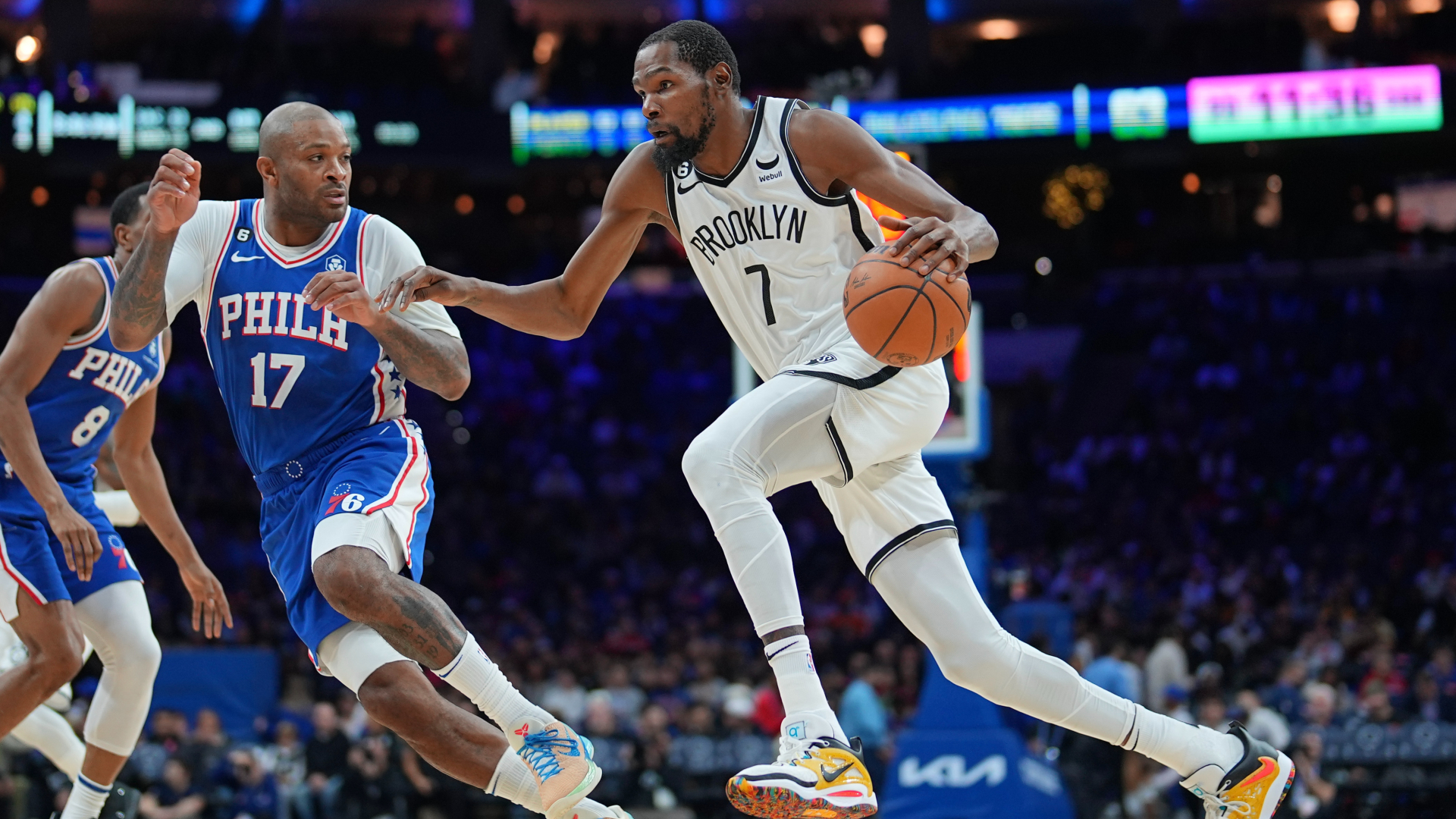 Kevin Durant during Tuesday's loss to the Philadelphia 76ers