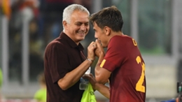 Jose Mourinho and Paulo Dybala share a word after the two-goal star is substituted