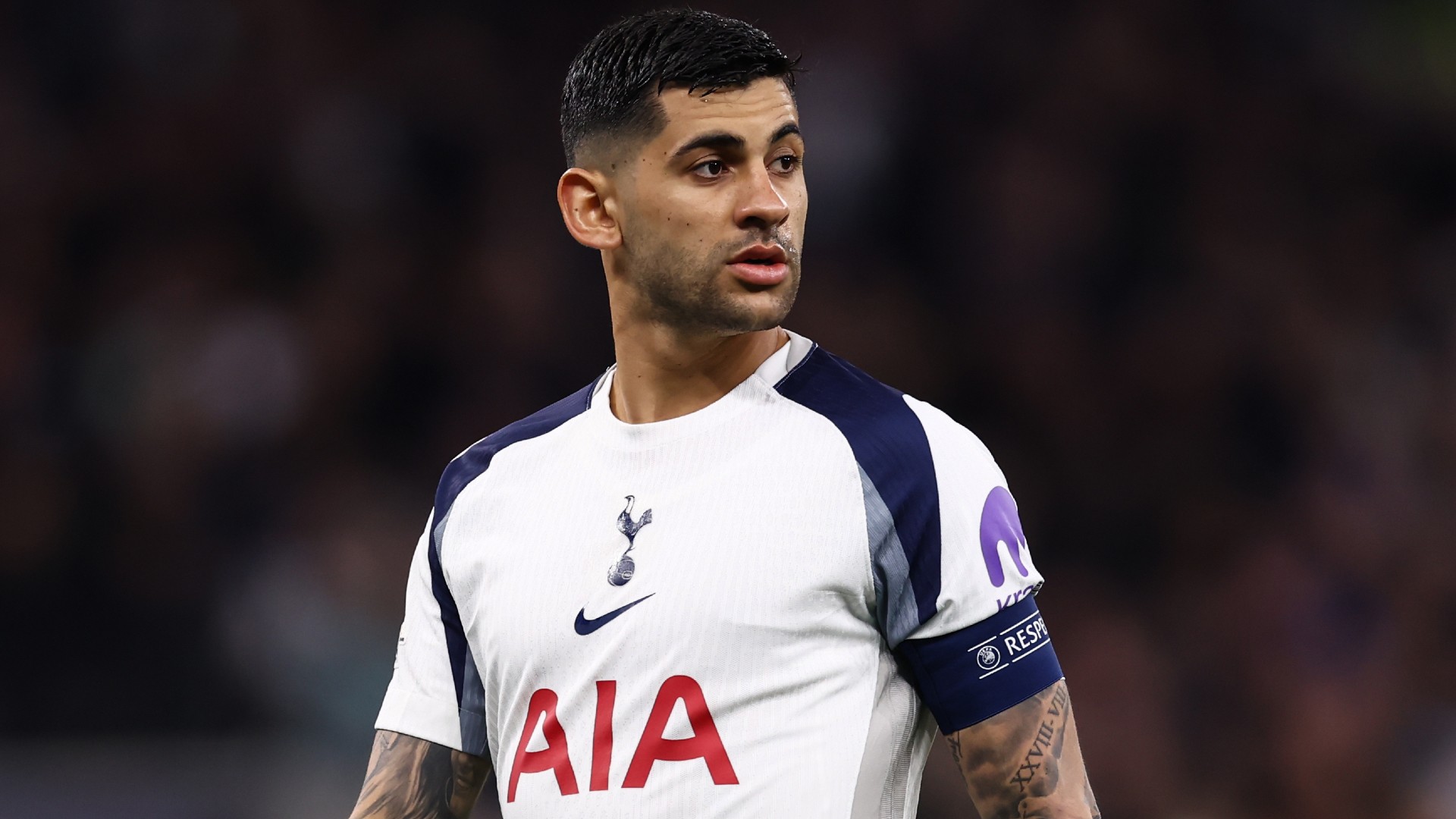 Cristian Romero in action for Tottenham