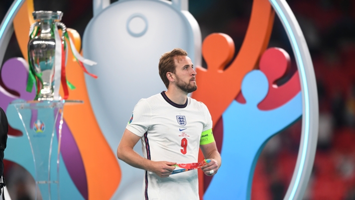 Harry Kane picks up his runners-up medal following England's loss to Italy
