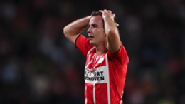 Mario Gotze reacts to PSV's elimination from the Champions League at the final qualifying hurdle