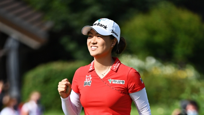 Minjee Le celebrates her win at the Evian Championship