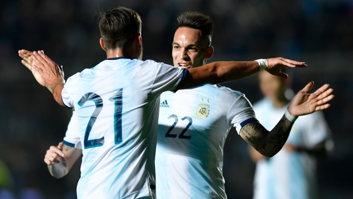 Paulo Dybala and Lautaro Martinez in action for Argentina