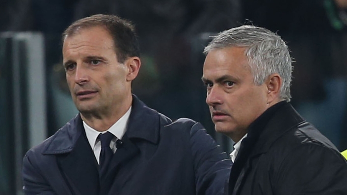 Massimiliano Allegri (l) and Jose Mourinho are both managing in Serie A this season