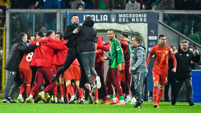 North Macedonia celebrate a stunning win over Italy