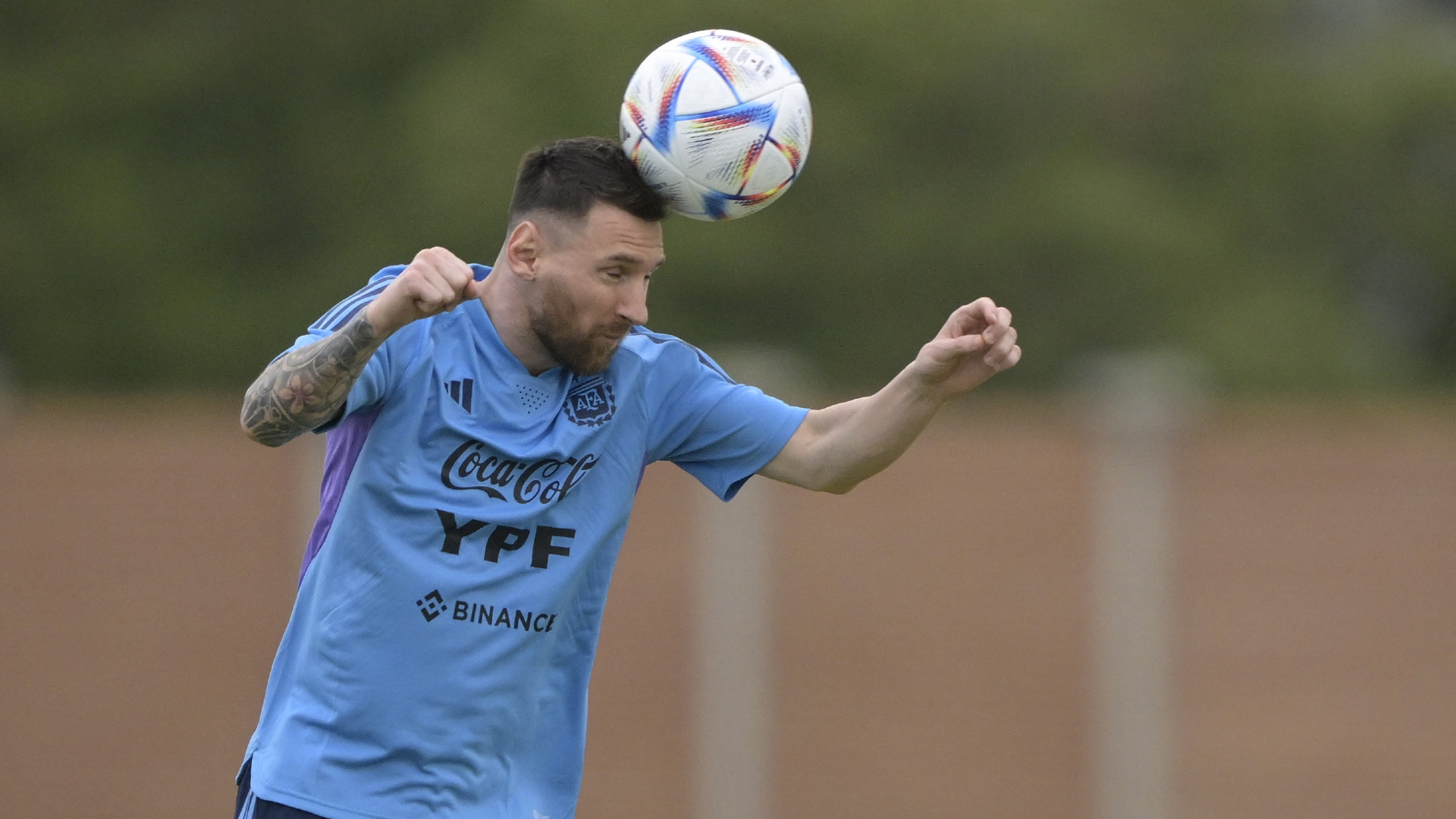 Lionel Messi during an Argentina training session