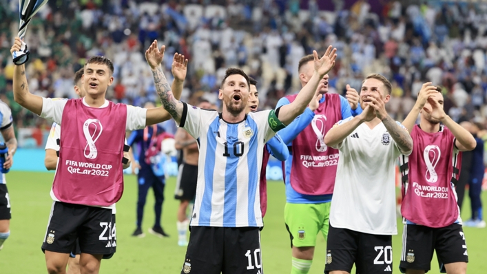Lionel Messi celebrates Argentina's win over Mexico