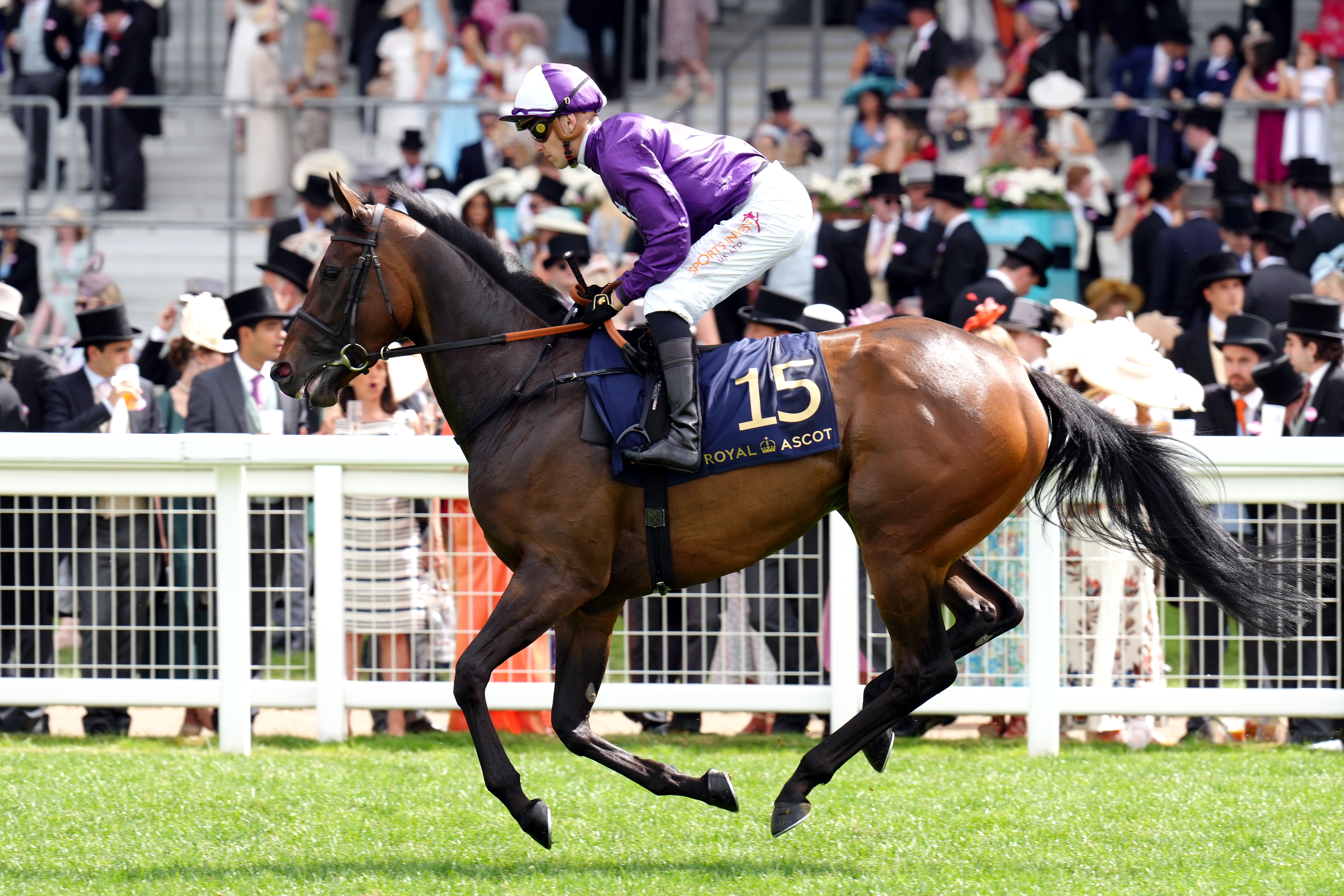 Jockey Kevin Stott and Olivia Maralda before the Jersey Stakes during day five of Royal Ascot