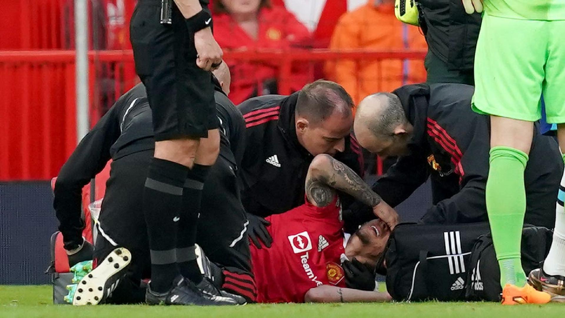 Manchester United’s Antony is doubtful for the FA Cup final (Martin Rickett/PA)