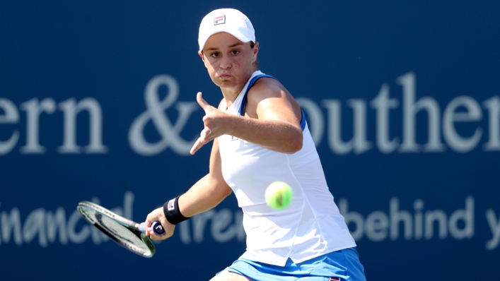 Ash Barty in action against Angelique Kerber