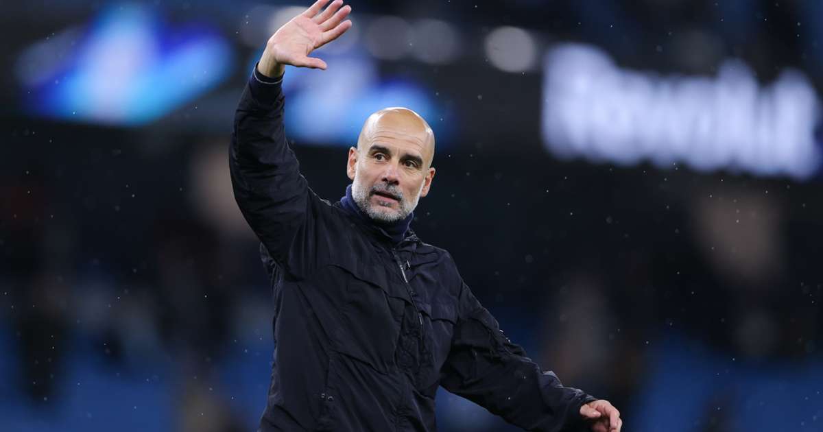 Pep Guardiola speaking to the press