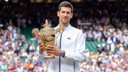 Novak Djokovic with the 2019 Wimbledon title after the 2020 edition was cancelled due to coronavirus